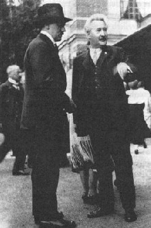 Adolf Hitler and Josef Stolzing near Bayreuth's Festspielhaus during the 1925 Bayreuth festival